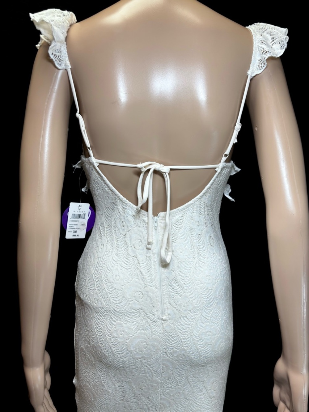 Windsor Ivory Lace Ruffle Backless Maxi Dress - Picture 7 of 8